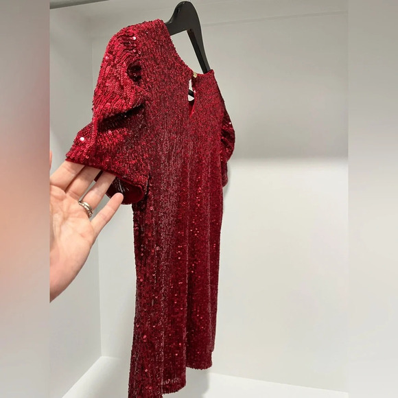 DKNY Sparkle Collection Red Short Sleeve lined Sequined Sparkly XS New with Tags - Picture 3 of 10